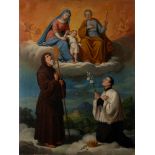 Italian school, XVIII century - Holy Family with St. Francis of Paola and St. Aloysius Gonzaga