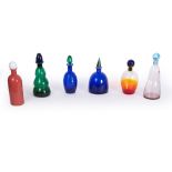 Six bottles in colored Murano glass, Carlo Moretti