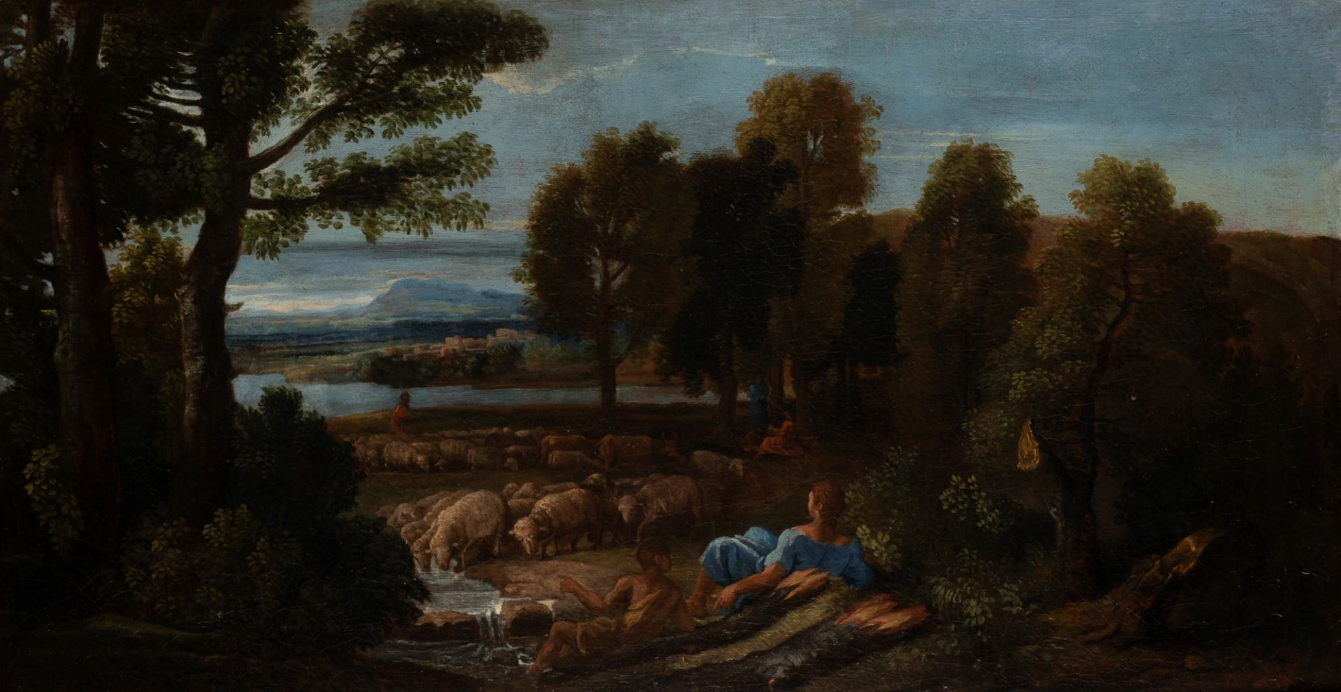 Roman school, XVIII century - Landscape with shepherds - Bild 2 aus 3