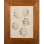 Italian school of the nineteenth century - Two drawings with studies of male heads
