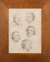 Italian school of the nineteenth century - Two drawings with studies of male heads