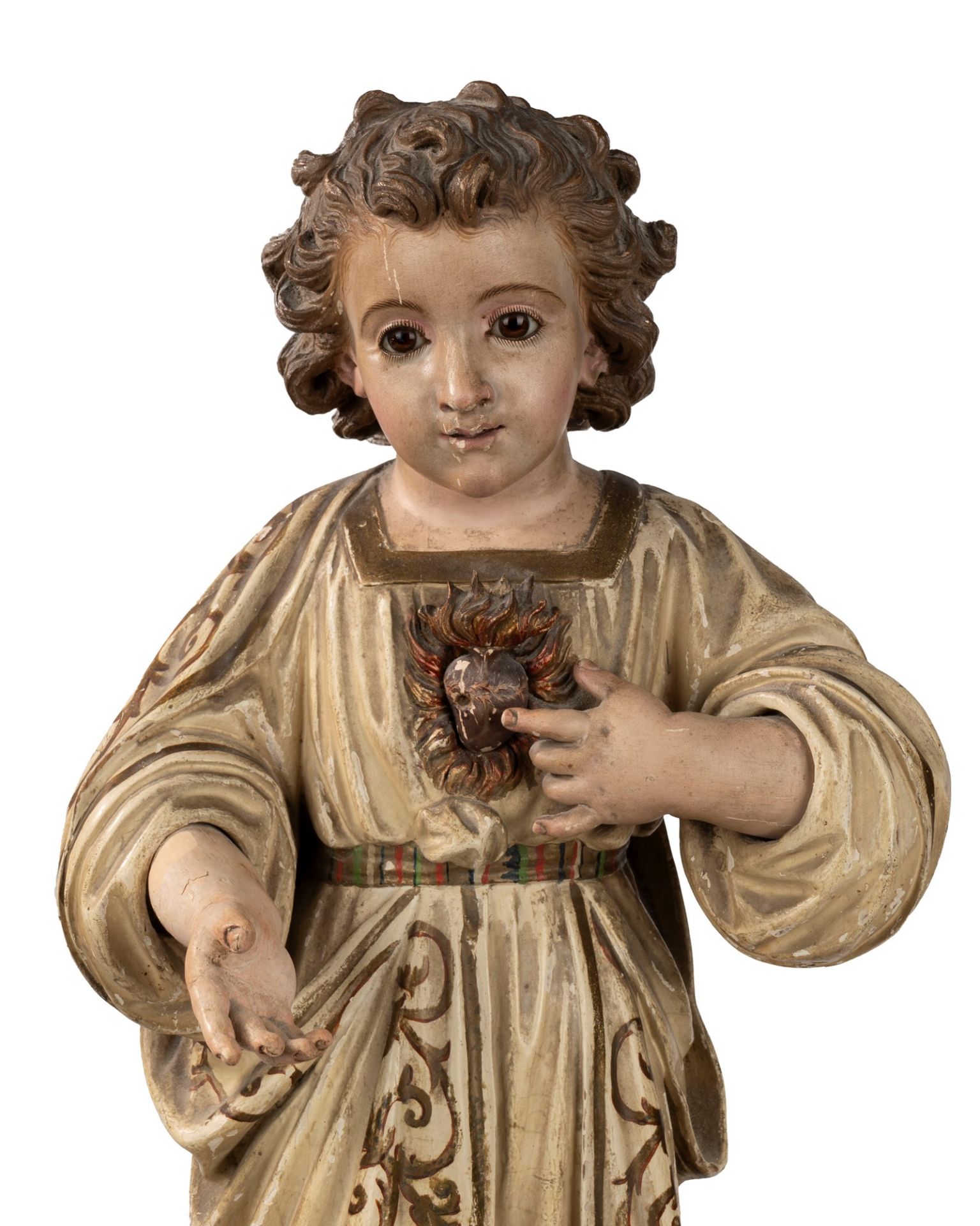 Baby Jesus in carved and lacquered wood, 19th century - Image 3 of 8