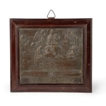 Alfredo Biagini (Roma 1886-1952) - Bronze bas-relief representing the Madonna of Loreto with wooden