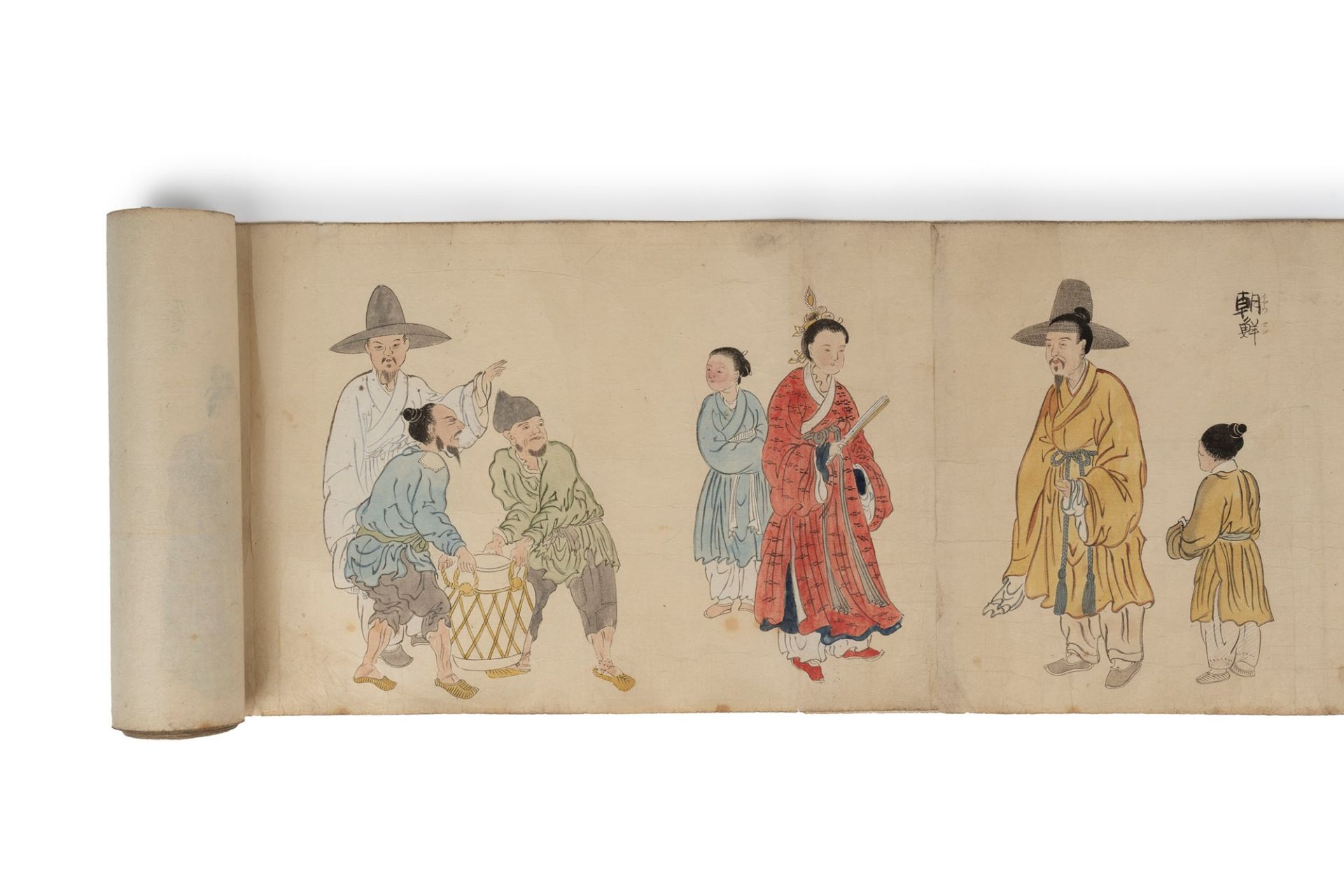 Emakimono painted on paper representing characters and customs of the various populations of the wor - Bild 4 aus 21