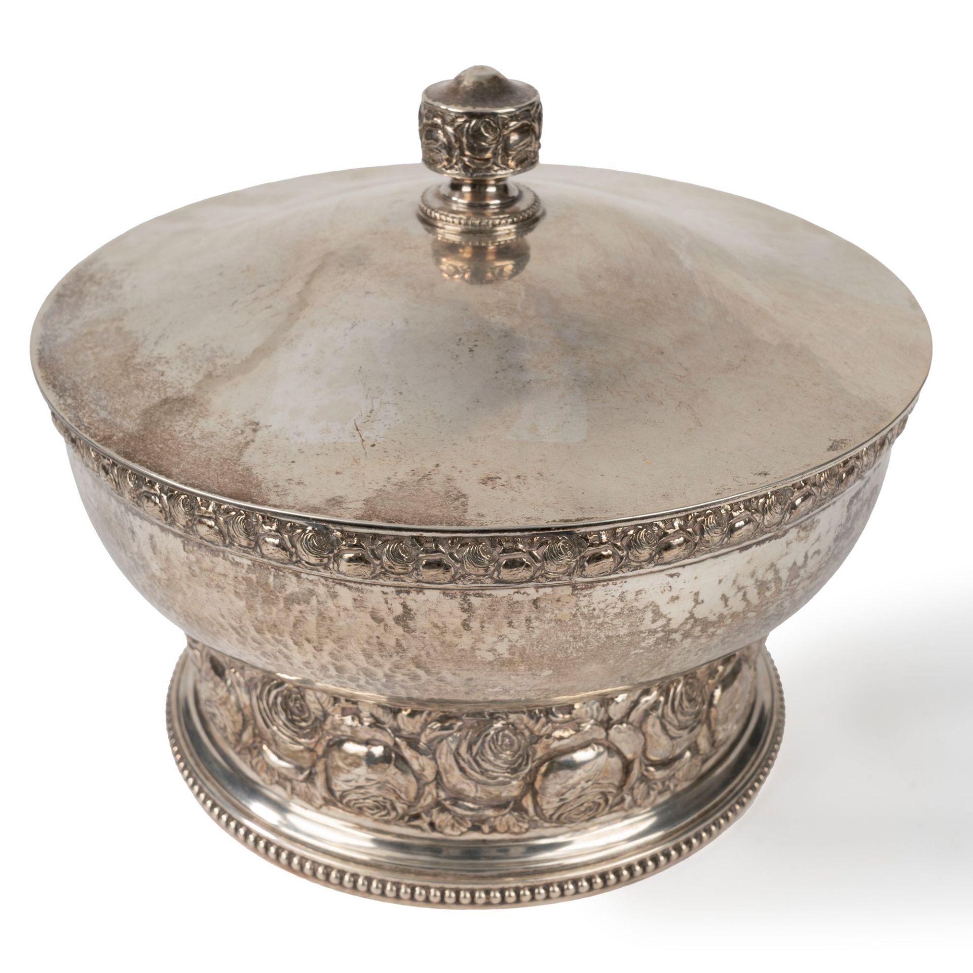 Silver stand with lid decorated with roses and leaves, Germany, early 20th century - Bild 2 aus 4