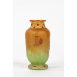 Daum - Small acid-etched orange and green glass vase with tulips, early 20th century