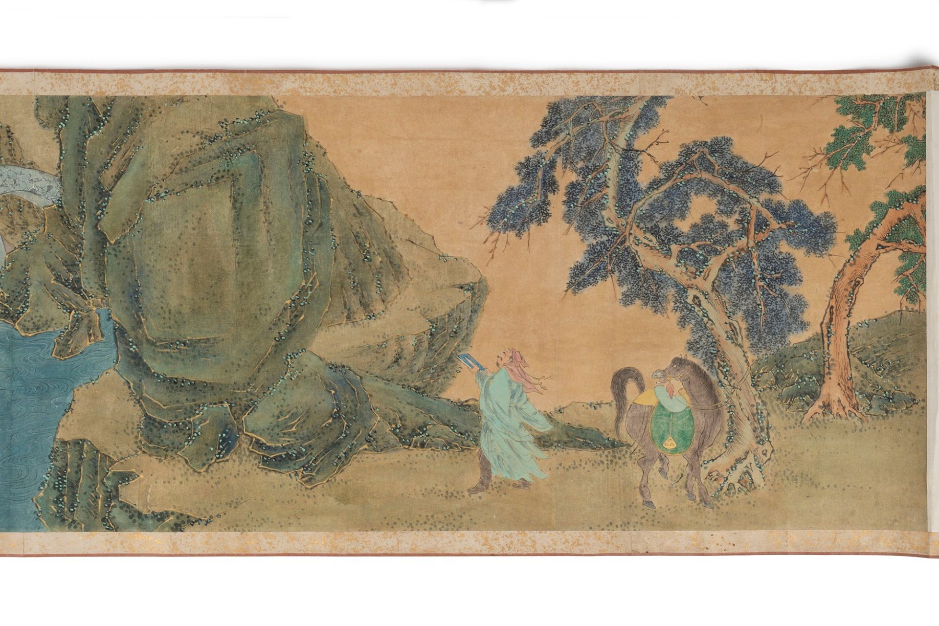 Emakimono painted on paper representing a river landscape, Edo period Japan