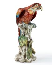 Guido Cacciapuoti (Napoli 1892-1953) - Polychrome porcelain parrot, 20th century
