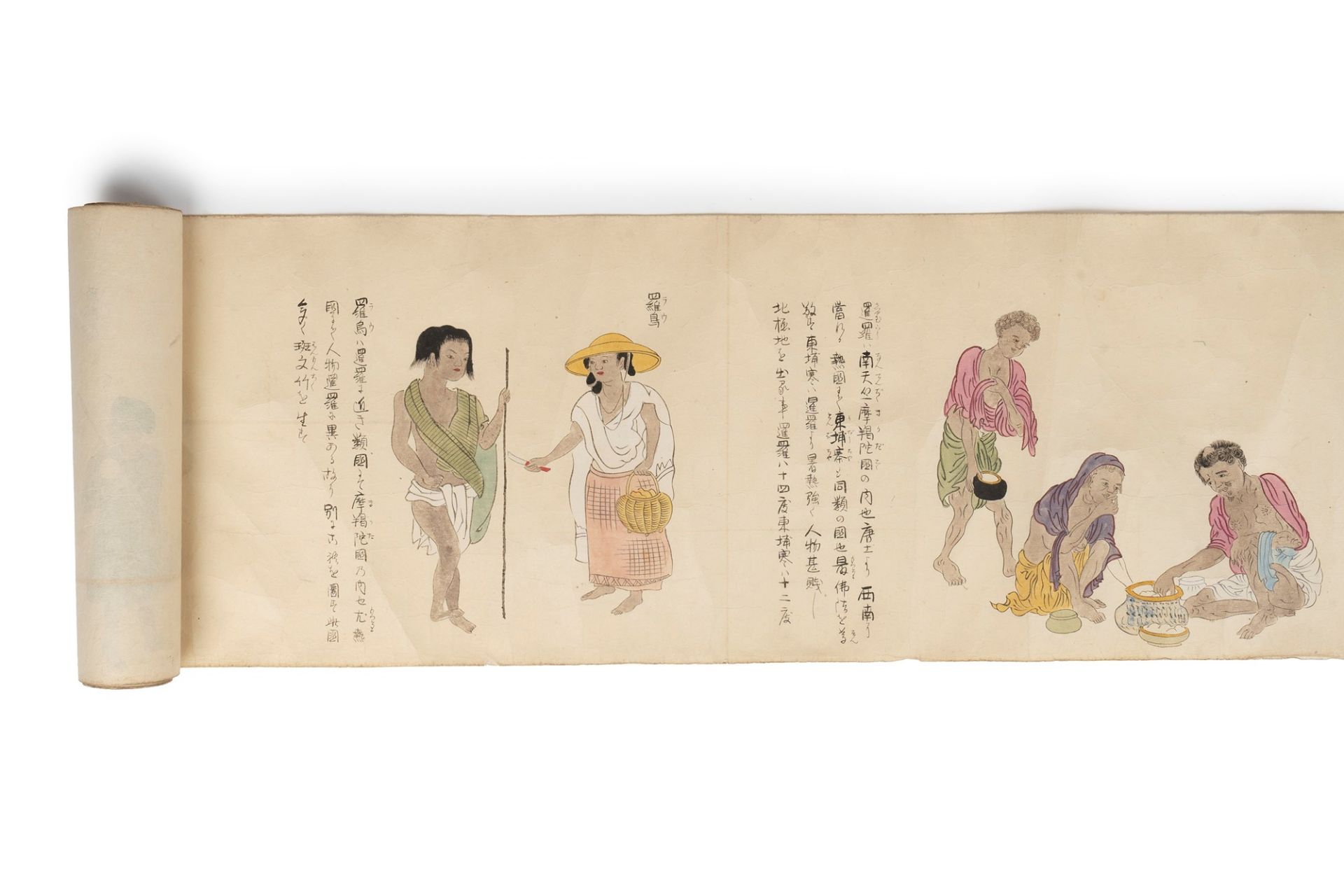 Emakimono painted on paper representing characters and customs of the various populations of the wor - Bild 10 aus 21