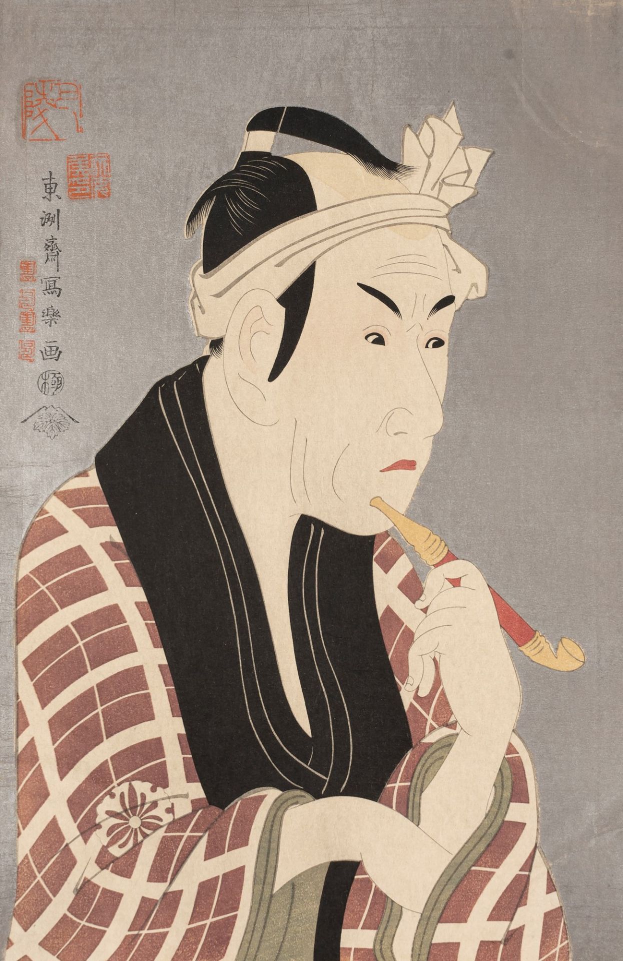 Sharaku - Five woodcuts representing theatrical masks, Japan, Taisho period - Image 2 of 5