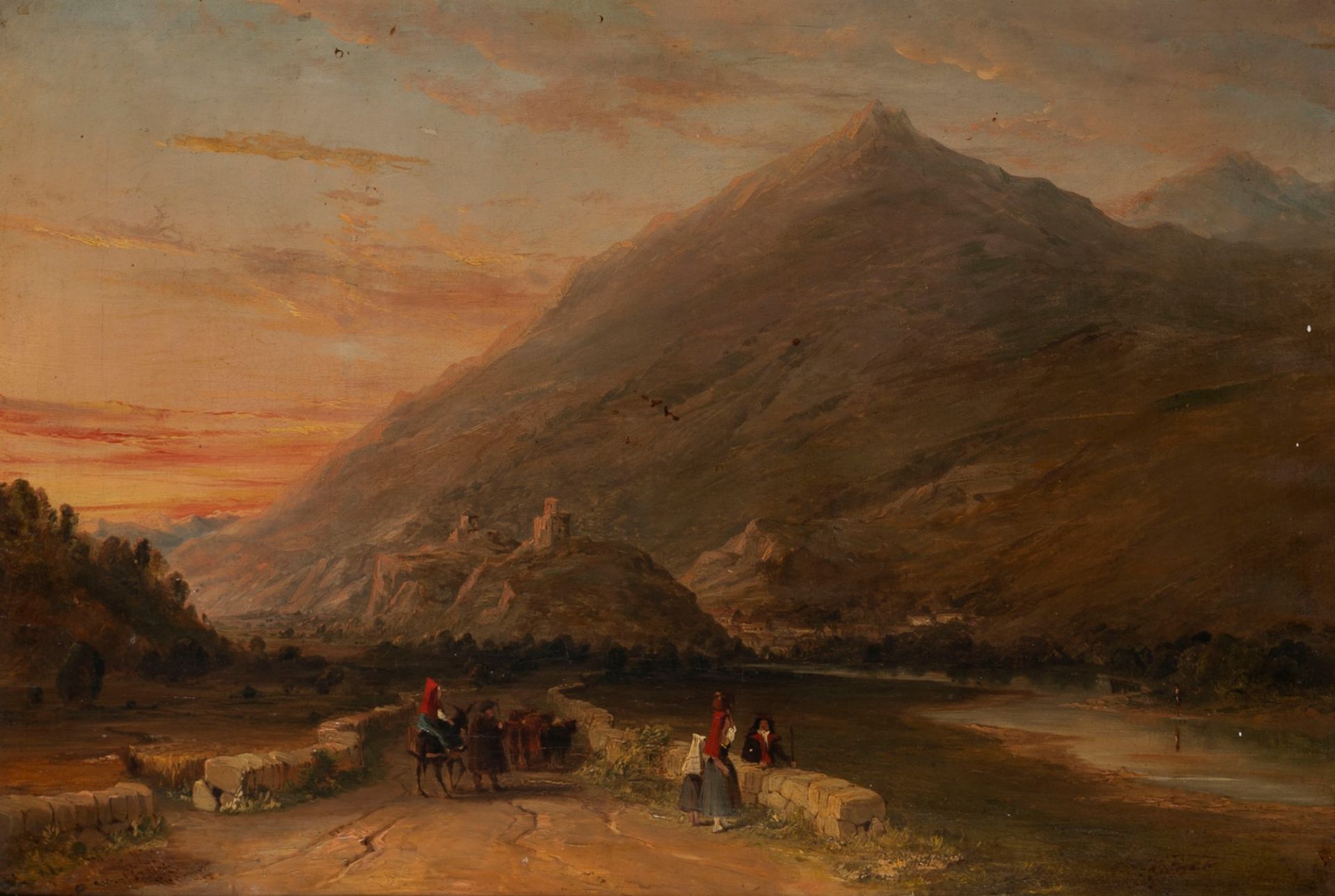William Oliver (Inghilterra 1804-Inghilterra 1853) - Mountain landscape with wayfarers - Bild 2 aus 3