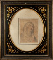 Flemish school, seventeenth century - Lot made of two drawings representing the praying Madonna and