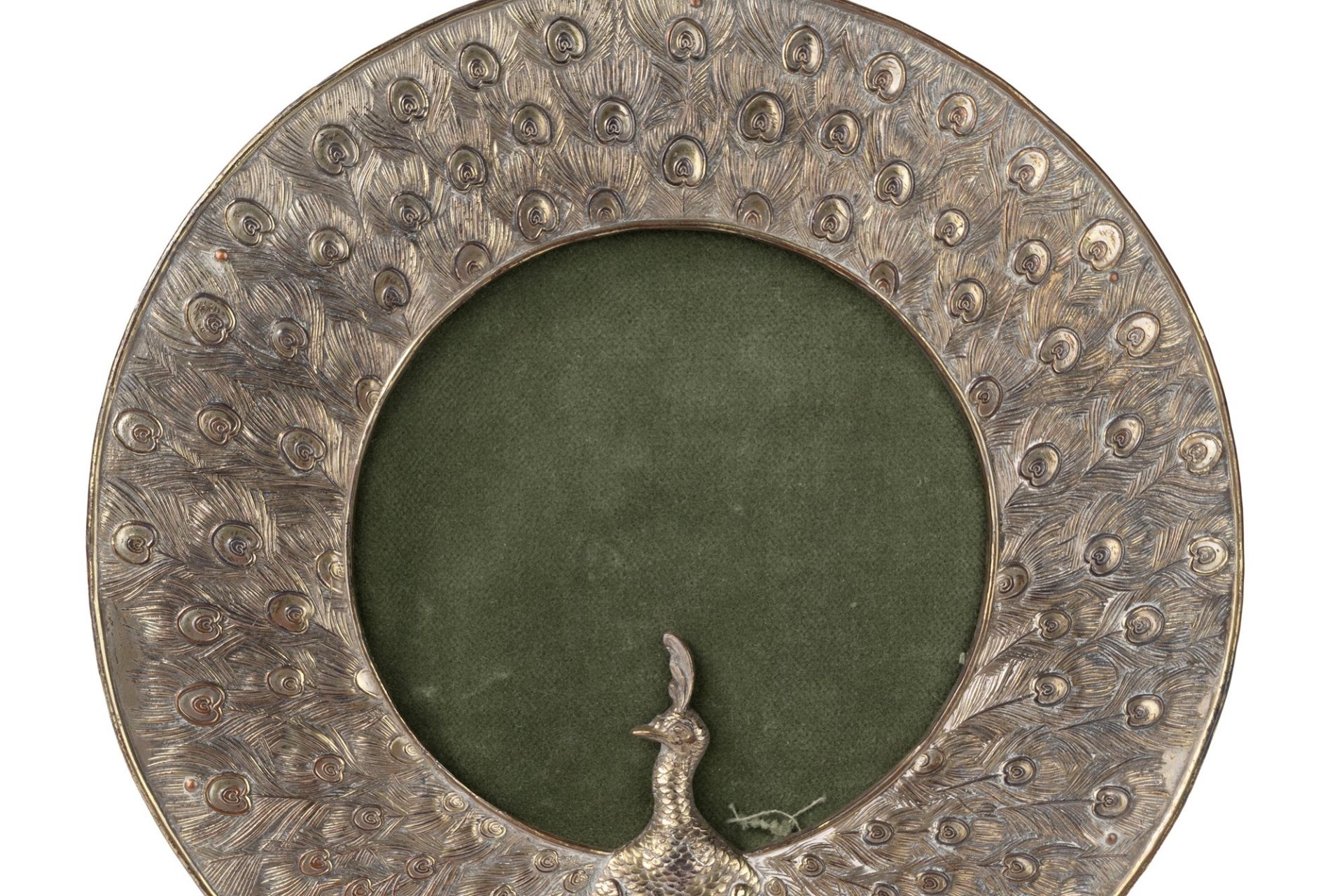 Oriental silver-plated copper photograph holder representing a peacock, 20th century - Bild 3 aus 4