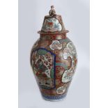 Large vase with lid in polychrome porcelain, Japan, 19th century