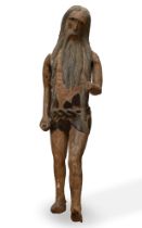 Carved and painted wooden sculpture representing Adam, 14th - 15th centuries