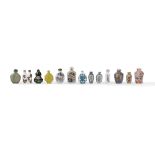 Thirteen snuff bottles in different materials, China, 20th century