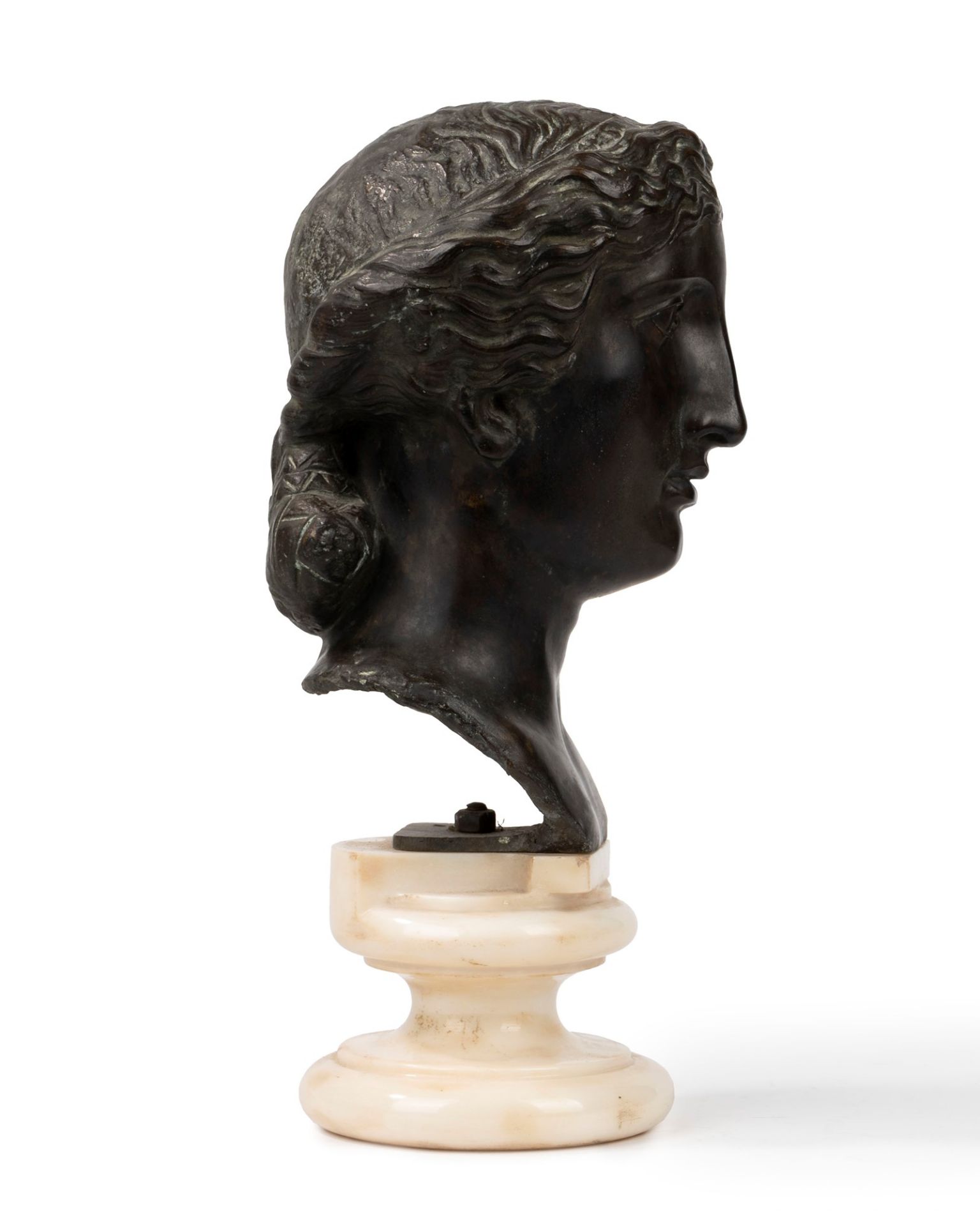 Bronze head of Athena on a marble base, 20th century - Image 3 of 4