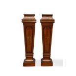 Two columns in inlaid wood, late 19th century - early 20th century