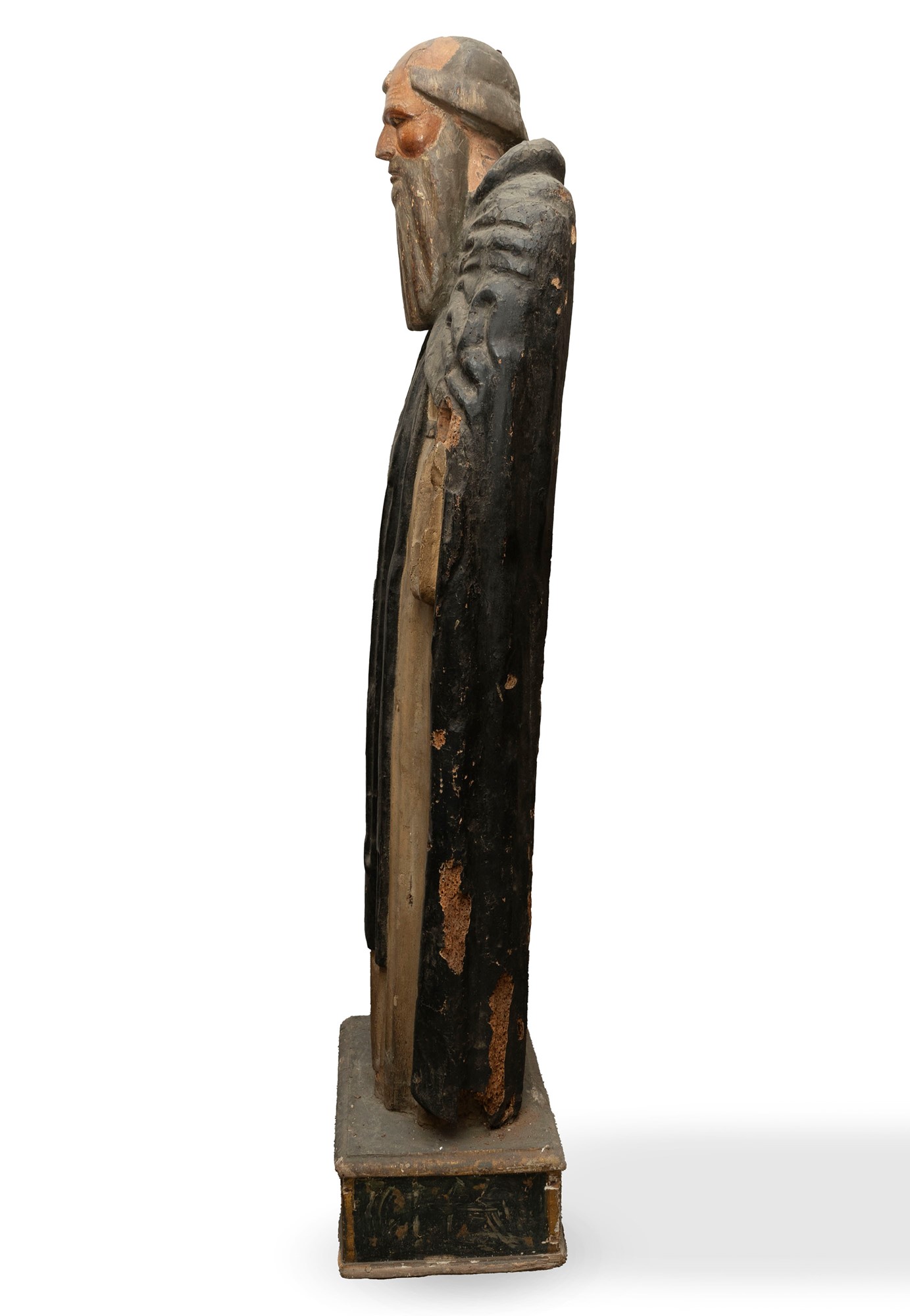 Sculpture representing a saint in painted wood, 14th-15th centuries - Image 4 of 4