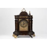 Roman Louis XIV clock in ebonized wood and gilded bronze applications XVII-XVIII centuries
