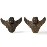 Pair of gilt and silvered bronze cherub heads, 19th century