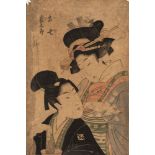 Kitagawa Utamaro (Edo 1753-1806) - Two woodcuts representing geishas, Japan Meiji period