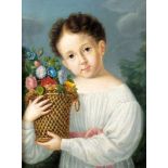 Italian school, early nineteenth century - Portrait of a little girl with a basket of flowers