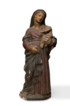 Polychrome terracotta sculpture representing Madonna with Child, 15th - 16th centuries