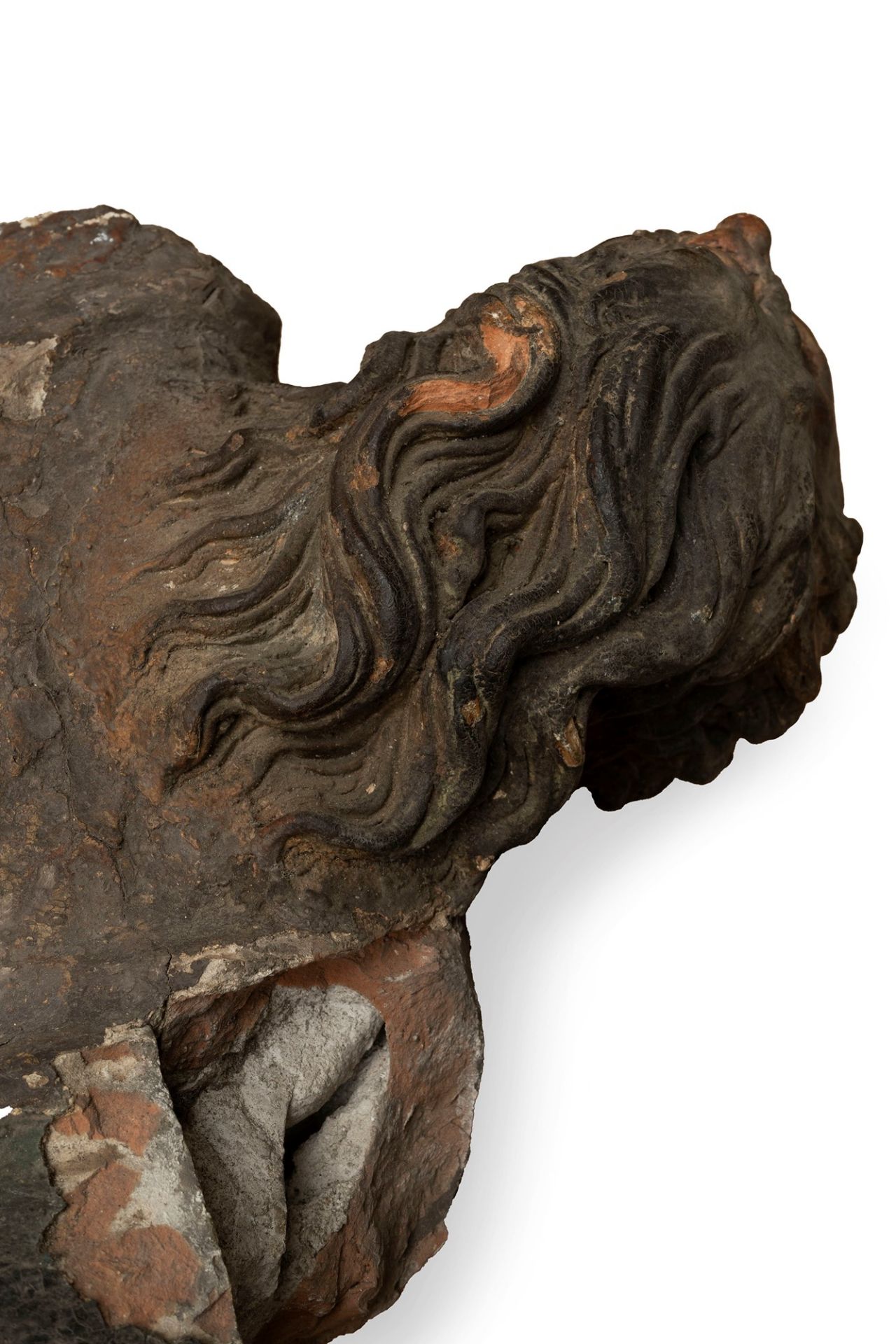 Polychrome terracotta head representing a saint, 16th-17th centuries - Image 3 of 3