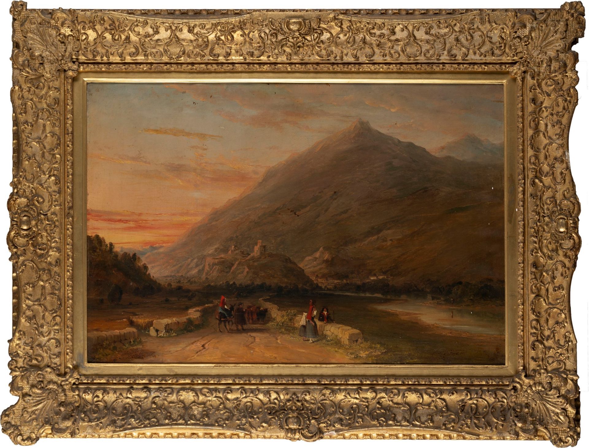 William Oliver (Inghilterra 1804-Inghilterra 1853) - Mountain landscape with wayfarers