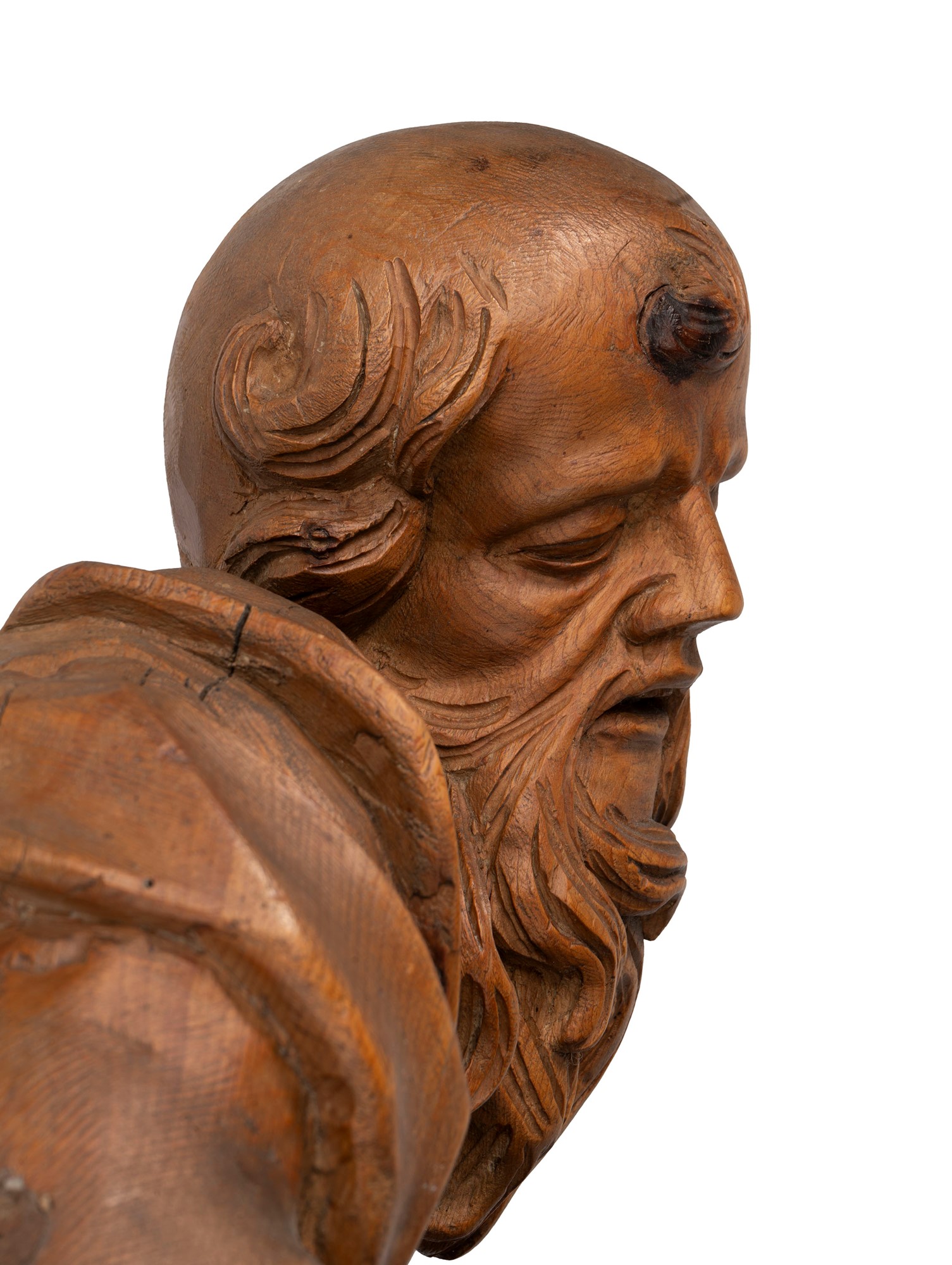 Sculpture in cirmolo representing a philosopher, 18th century - Image 4 of 5