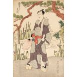 Utagawa Toyokuni (Giappone 1769-Giappone 1825) - Two woodcuts representing male figures, 19th cen
