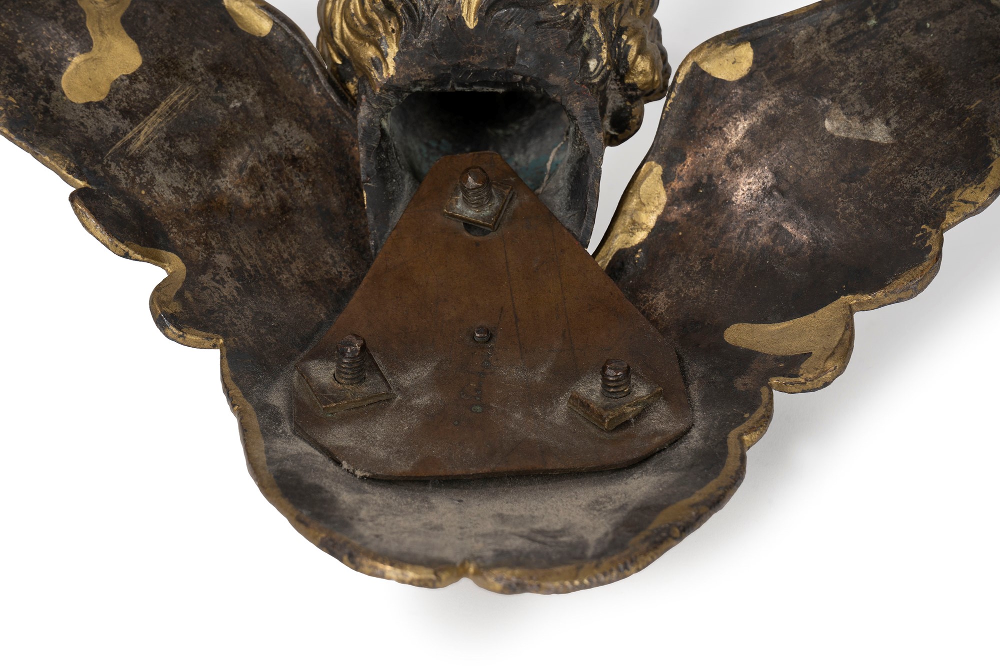 Pair of gilt and silvered bronze cherub heads, 19th century - Image 4 of 5