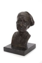 Small bronze sculpture representing a fisherman's bust, 20th century