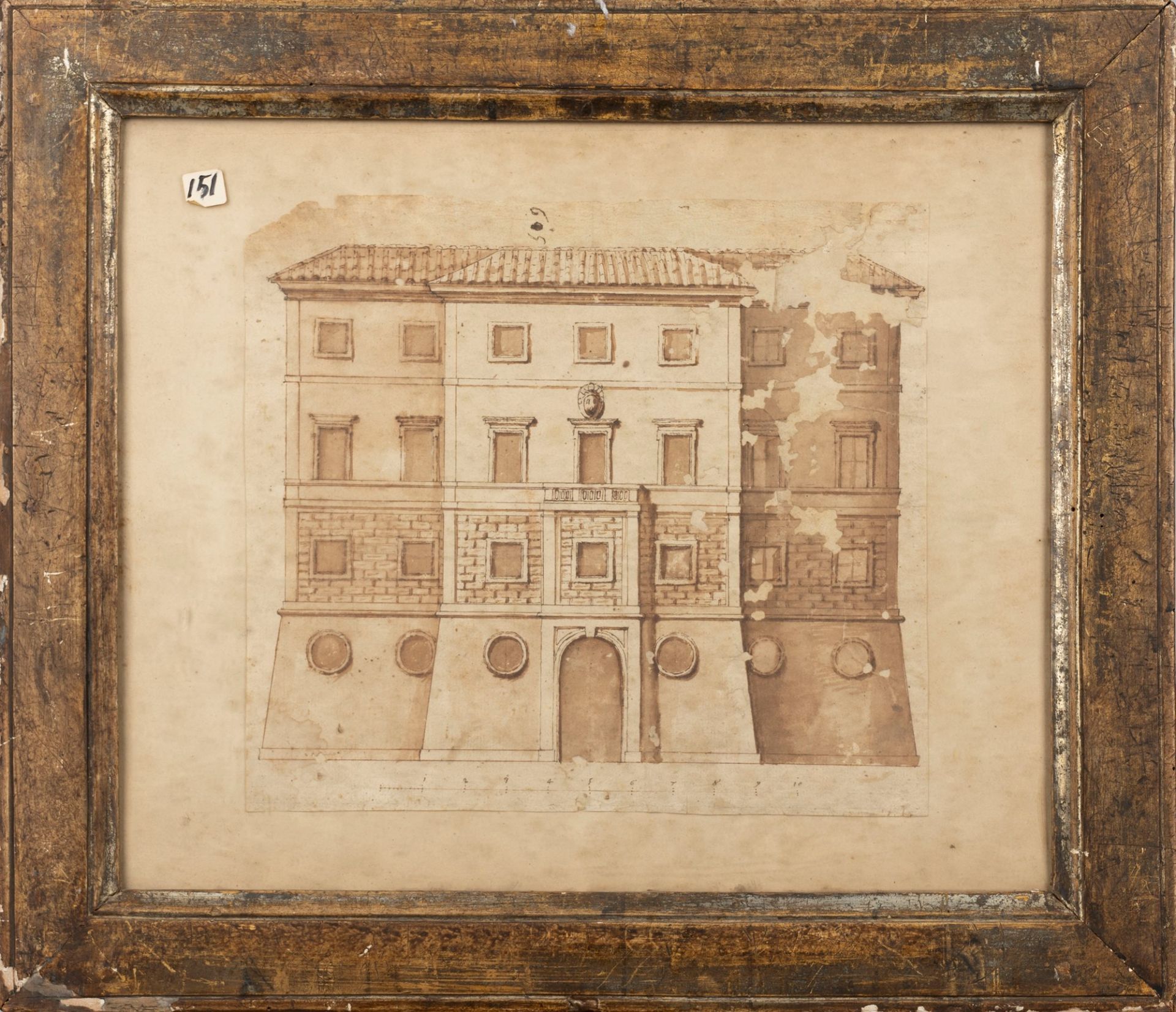 Italian school, XVIII century - Architectural study for a building