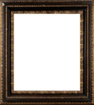 Salvator Rosa frame with three orders of black and gilded carving, 18th century