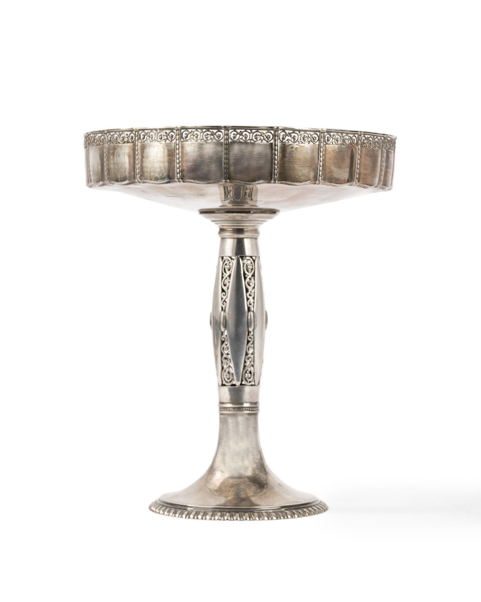 Embossed, pierced and chiseled silver stand, Germany, early 20th century