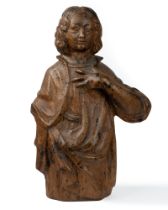 Wooden sculpture representing a saint