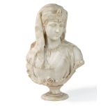 Important orientalist alabaster bust representing an odalisque, early 20th century