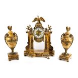 Fireplace triptych in marble and gilded bronze, 19th century