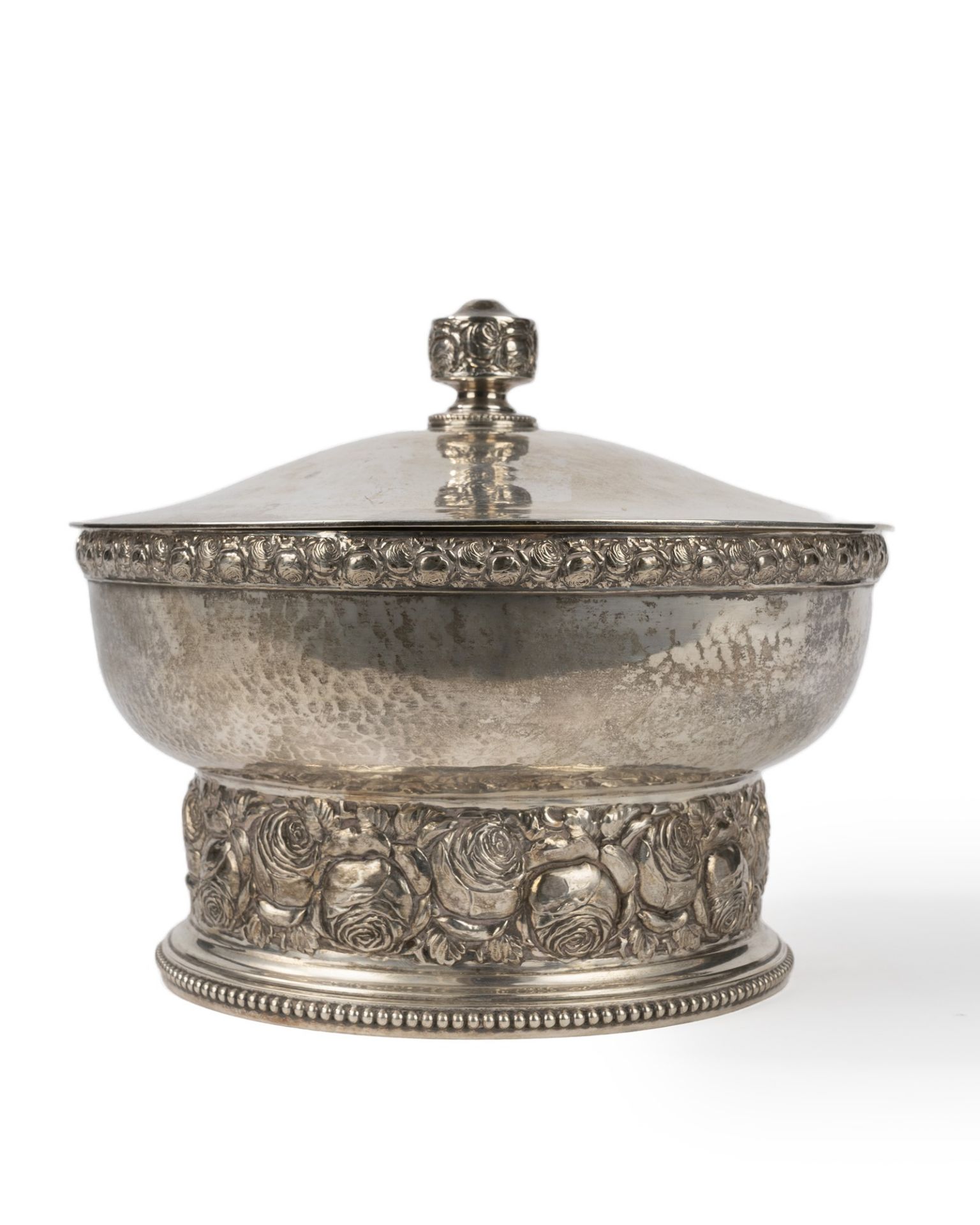Silver stand with lid decorated with roses and leaves, Germany, early 20th century
