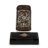 Lot made of a small wooden and mother-of-pearl box and another black one, 19th century