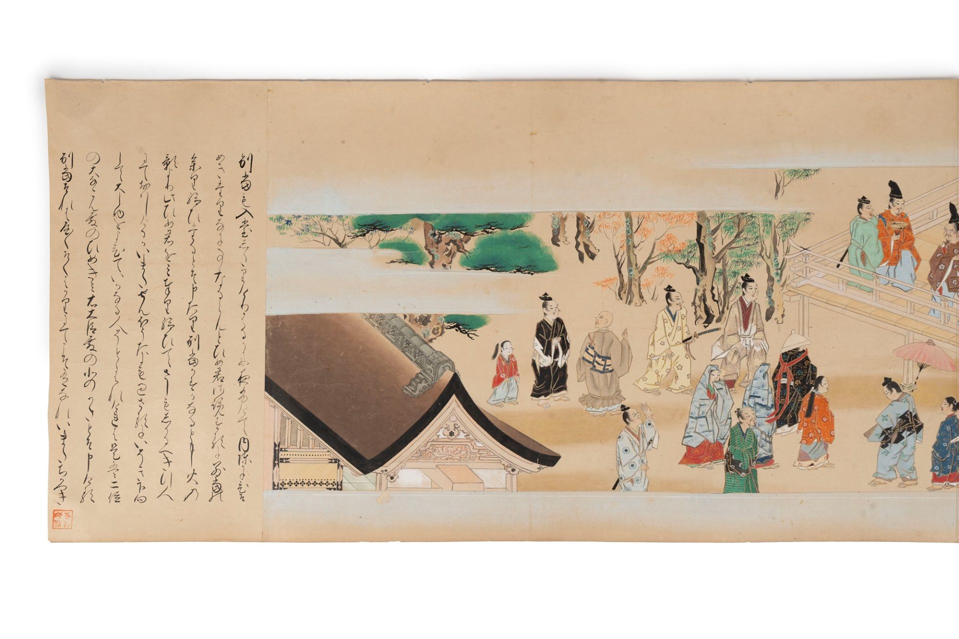 Emakimono painted on paper representing a ritual scene in a temple, Japan Edo period - Bild 3 aus 3