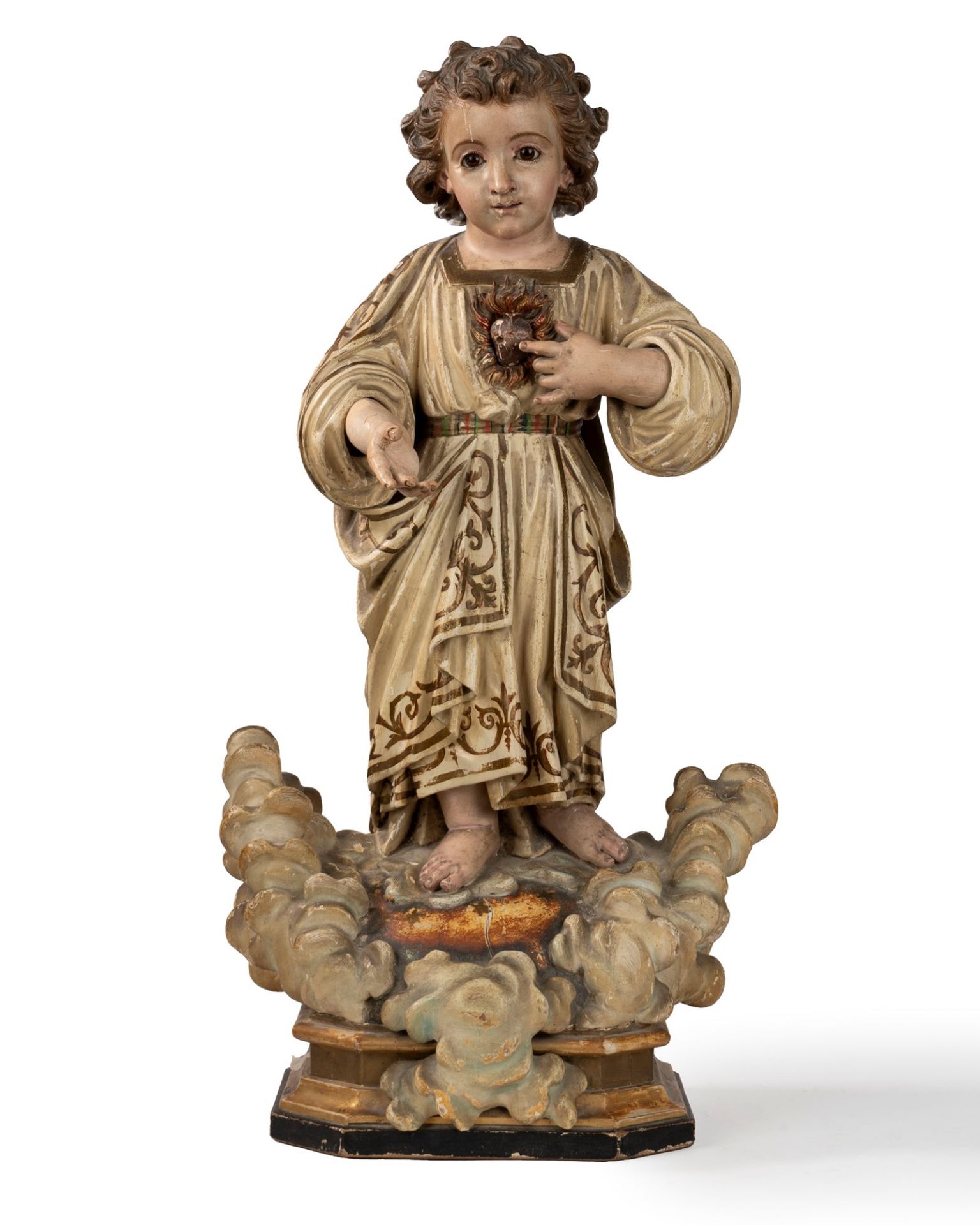 Baby Jesus in carved and lacquered wood, 19th century