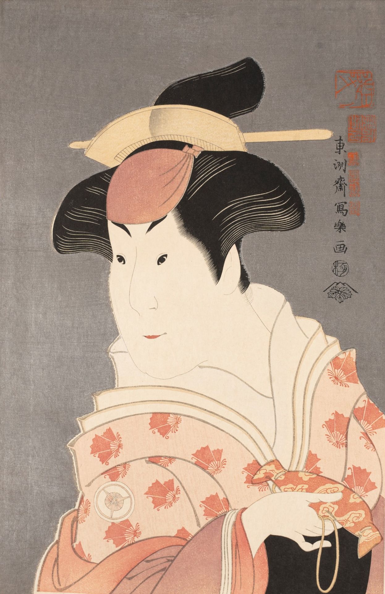 Sharaku - Five woodcuts representing theatrical masks, Japan, Taisho period - Image 5 of 5