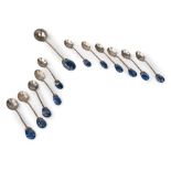Eleven teaspoons and a small ladle in silver and lapis lazuli, 17th century