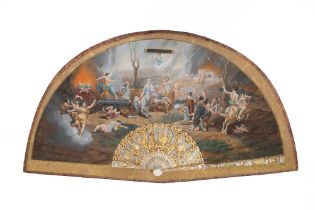 Extraordinary finely painted fan representing an allegorical scene, late 18th-early 19th century