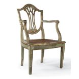 Louis XVI lacquered and gilded wooden armchair, 18th century