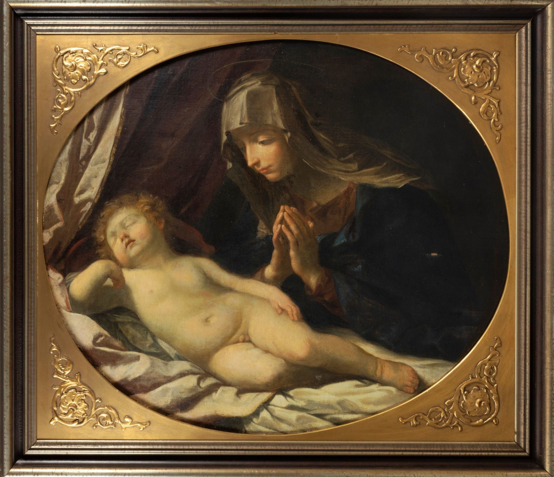 Emilian school, XVII century, after Guido Reni - Madonna in adoration of the sleeping Child - Image 3 of 3