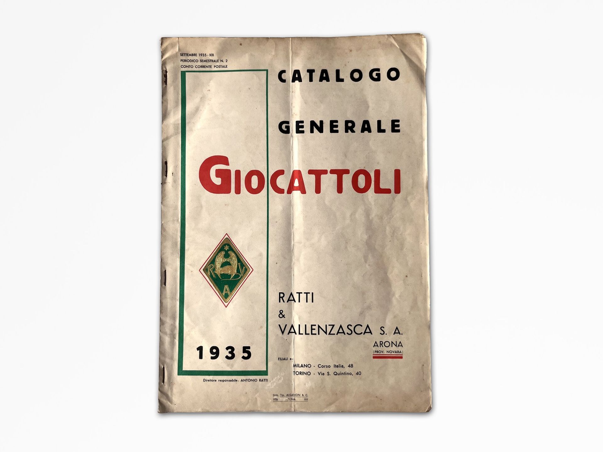 Vintage General Catalogue by Ratti e Vallanzasca, 1935